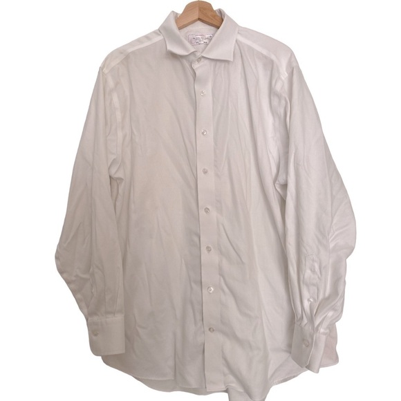 Lorenzo Uomo Men’s White Button Down Shirt Trim Fit 17 1/2. 34-35 - Picture 1 of 4